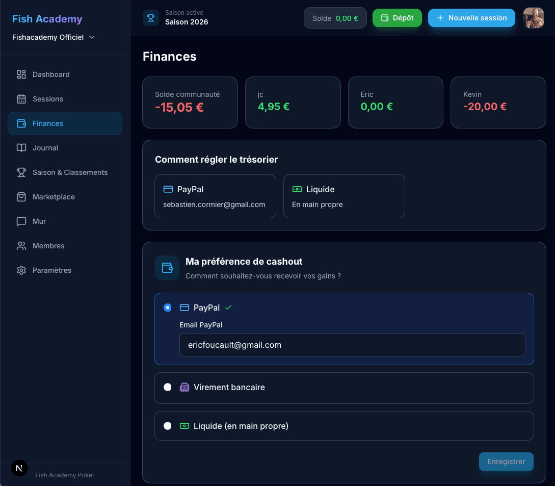 Capture d'écran - Gestion financière